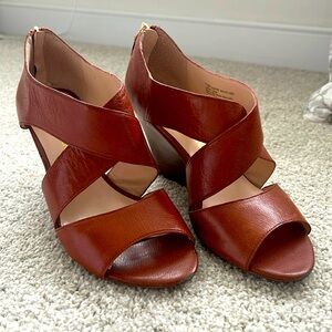 Franco Sarto Wedge Leather Sandals 7.5M